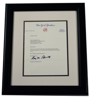 George M. Steinbrenner 2007 Signed Typewritten Letter on Yankee Letterhead   